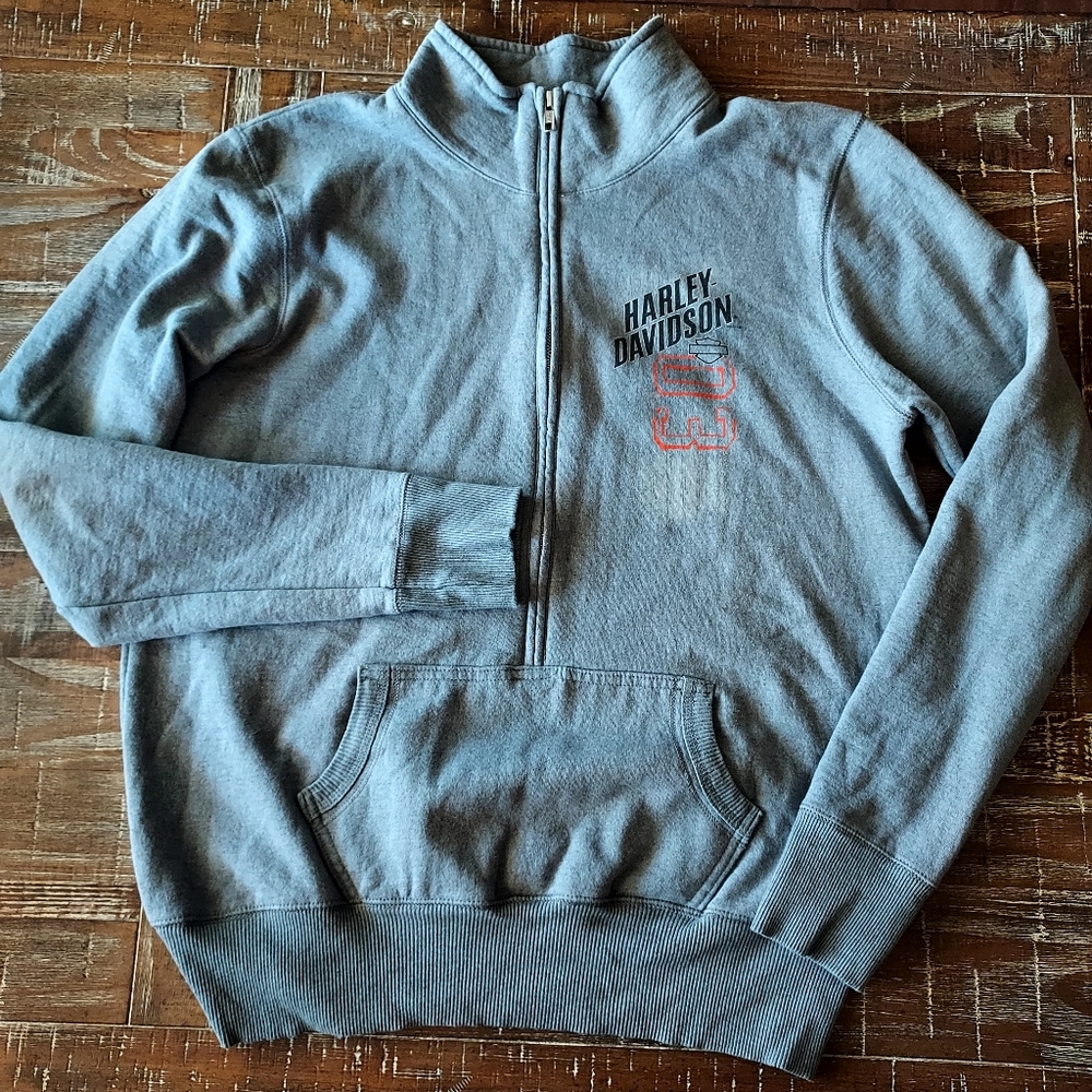 Women's Harley Davidson‎ Motorcycle 3/4  Zip Sweatshirt Jacket No Sz Tag in Gray
